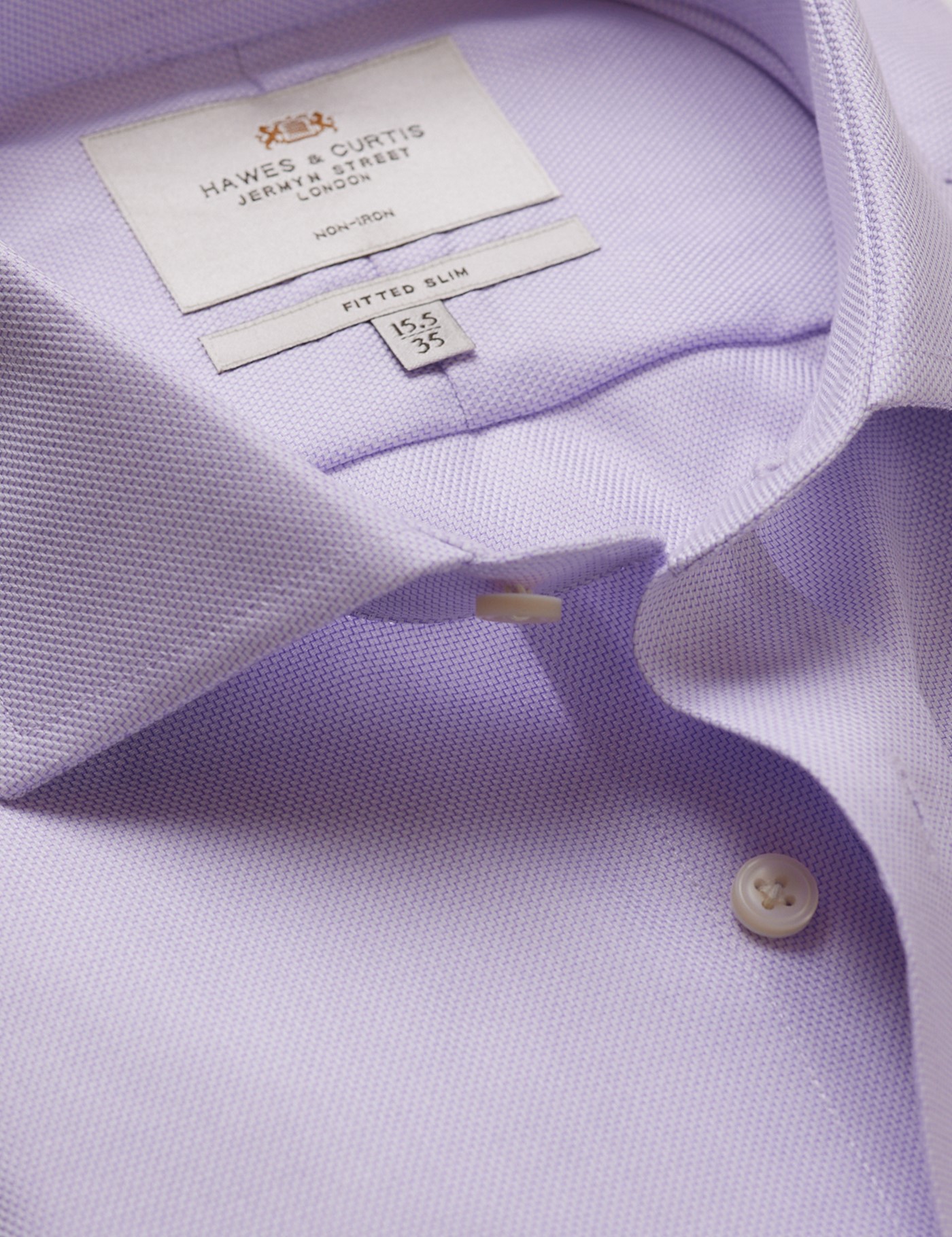 & Fitted Slim Lilac & Textured Weave Non Iron Shirt 16" collar 36" sleeve