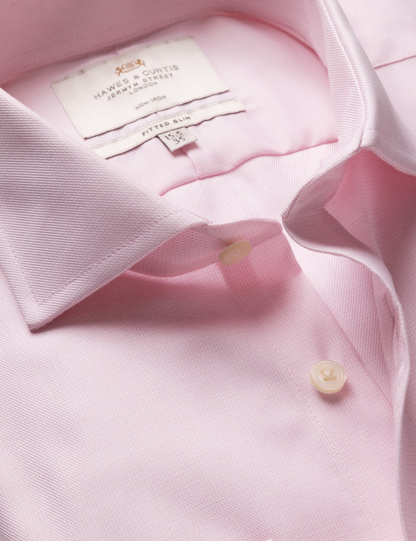 Hawes & Curtis Fitted Slim Pink & White Textured Weave Non-Iron Shirt Size: 15.5" collar, 36" sleeve