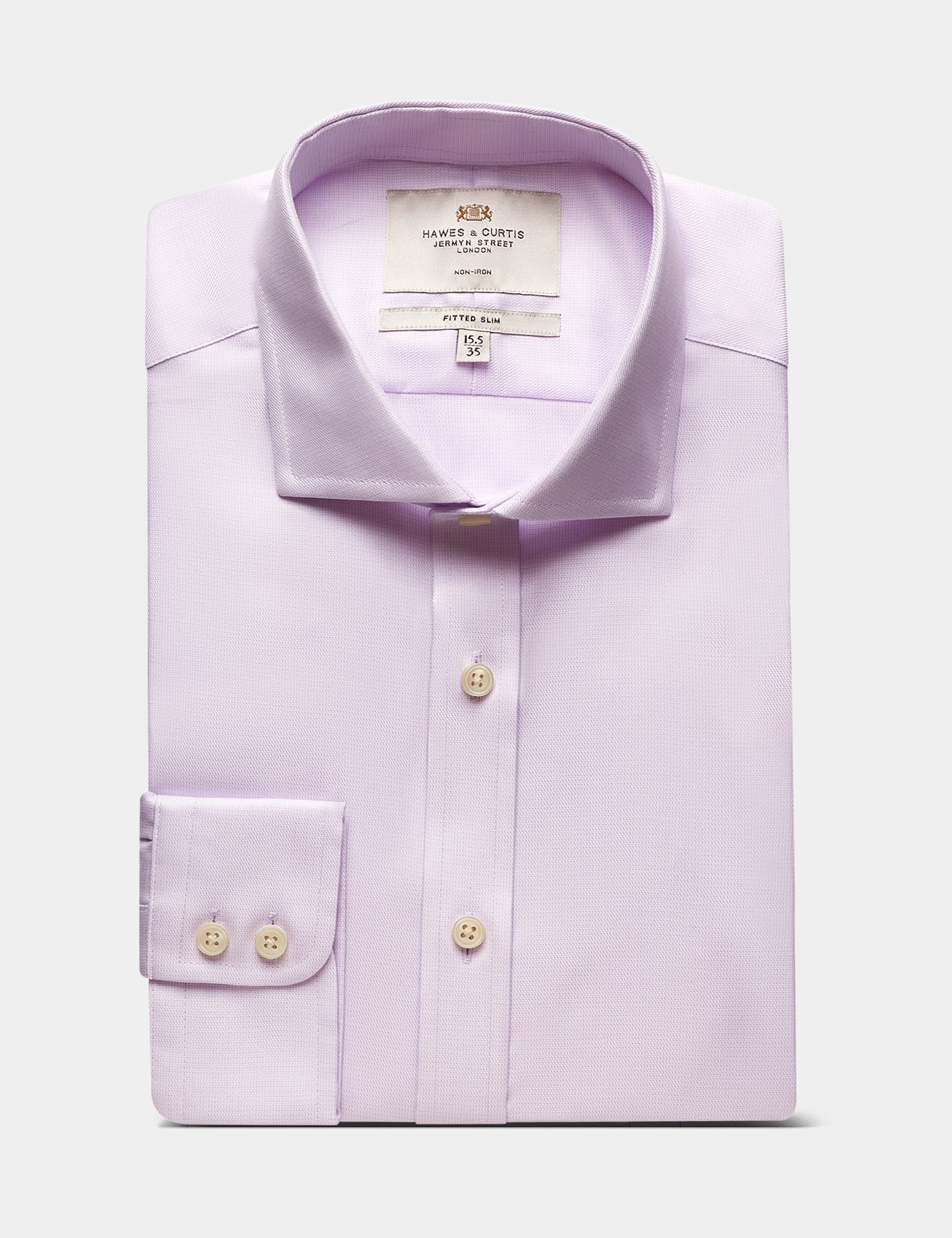 Hawes & Curtis Fitted Slim Lilac & White Textured Weave Non-Iron Shirt Size: 15.5" collar, 36" sleeve image 3