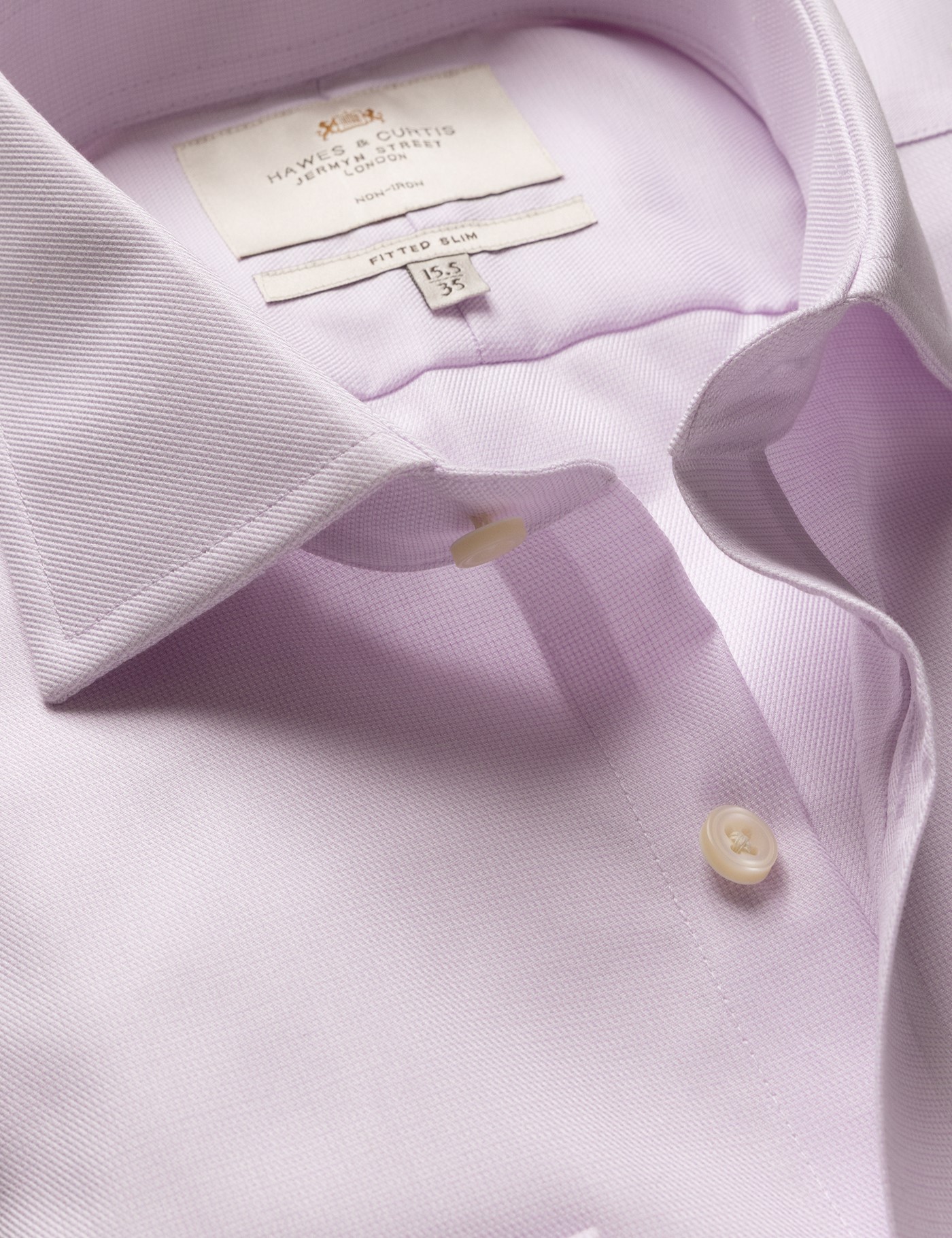 Hawes & Curtis Fitted Slim Lilac & White Textured Weave Non-Iron Shirt Size: 15.5" collar, 36" sleeve