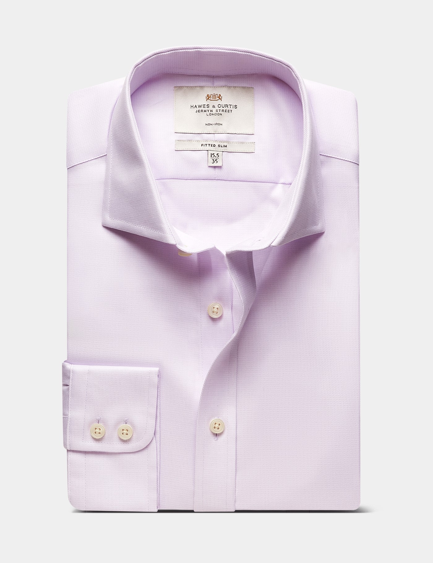 Hawes & Curtis Fitted Slim Lilac & White Textured Weave Non-Iron Shirt Size: 15.5" collar, 36" sleeve image 2