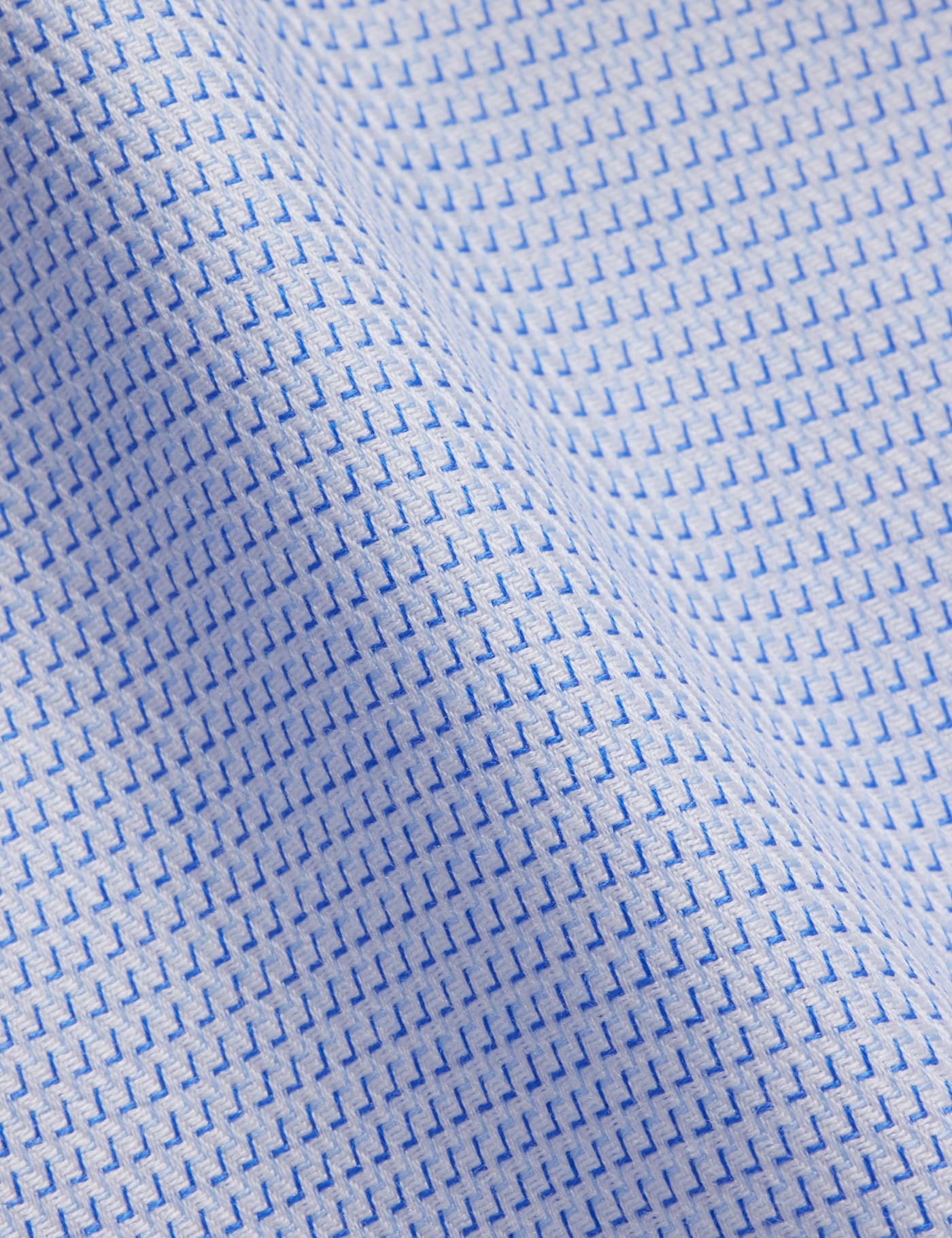 Hawes & Curtis Fitted Slim Blue & White Textured Weave Non-Iron Shirt Size: 16.5" collar, 34" sleeve image 3