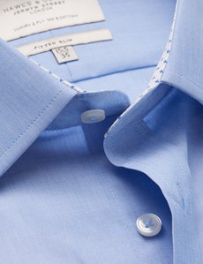 Blue End On End Fitted Slim Shirt With Contrast Detail | Hawes and Curtis