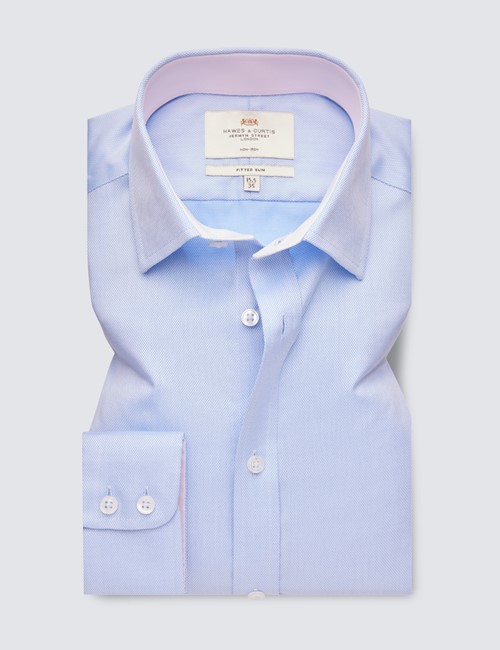 Easy Iron Details about   Hawes & Curtis Mens Pink Textured Slim Fit Shirt Single Cuff 