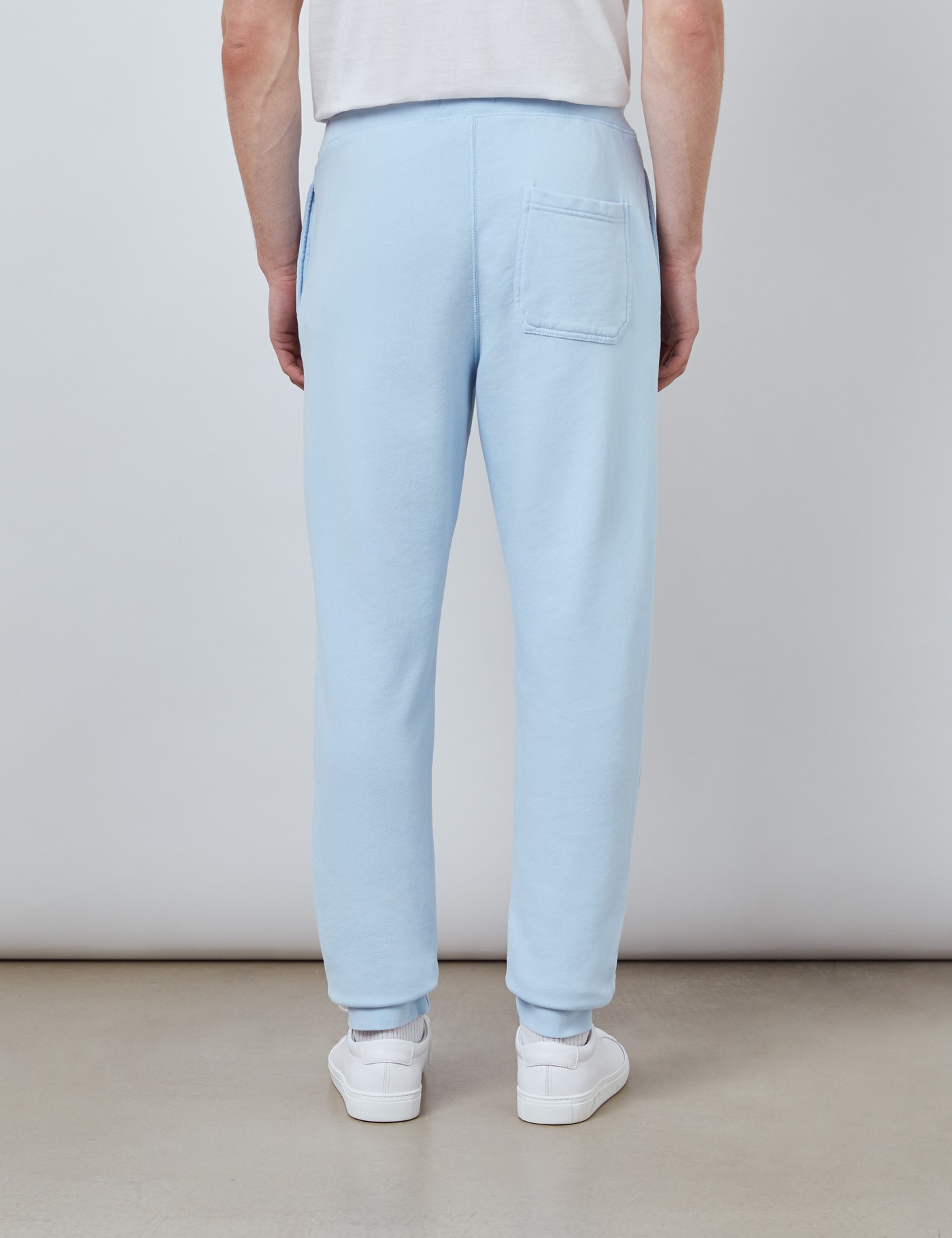 Organic Cotton Garment Dye Sweatpants in Light Blue | Hawes & Curtis | UK