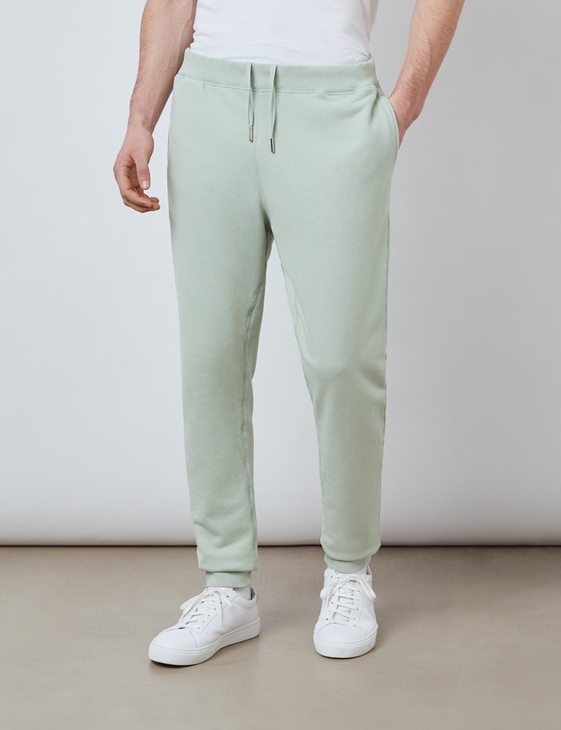 Light Green Garment Dye Organic Cotton Sweatpants 