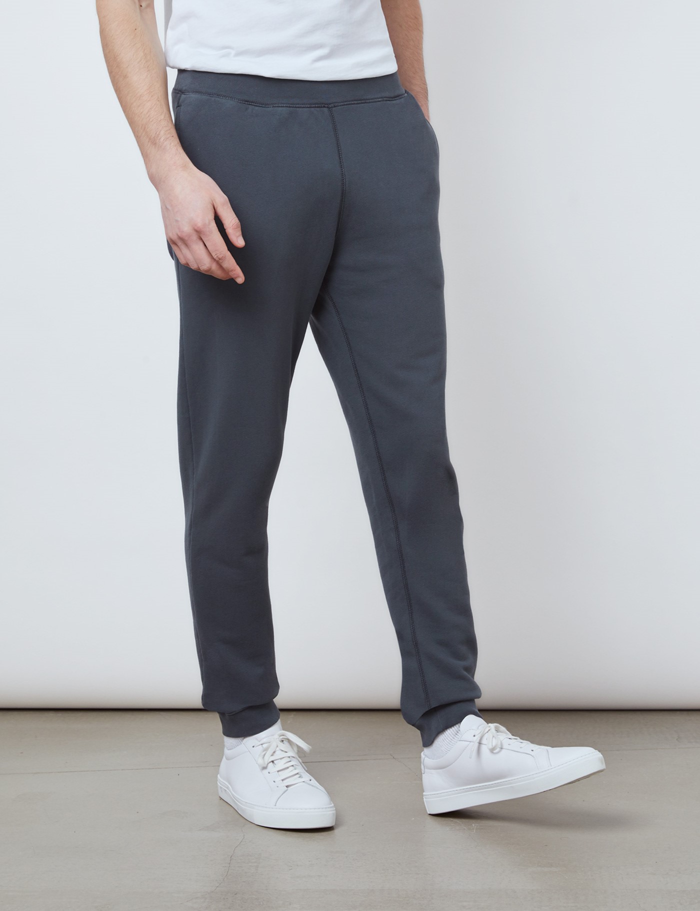 Organic Cotton Garment Dye Sweatpants in Dark Grey | Hawes & Curtis | UK