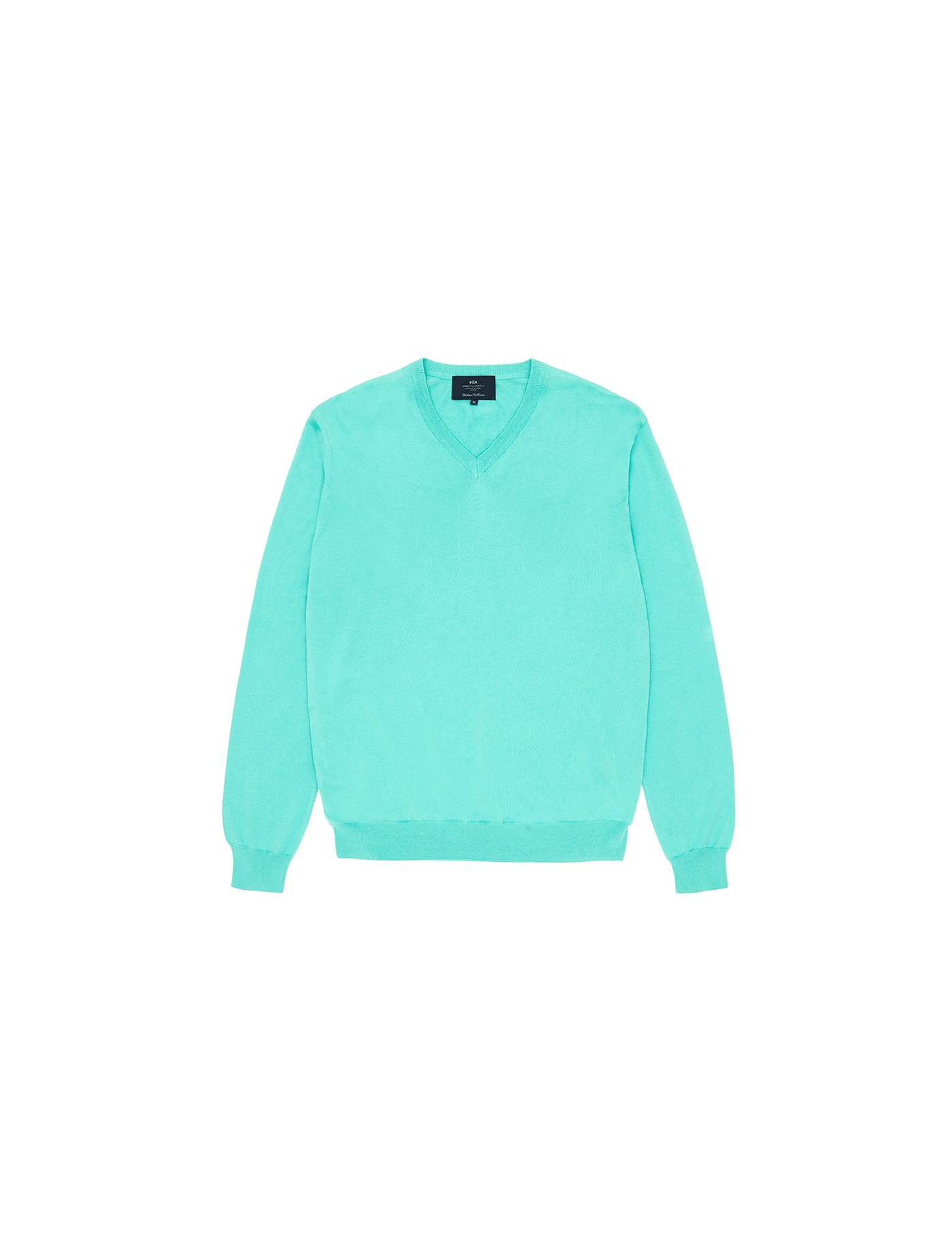 Men's Mint Green Garment Dye Pima Cotton V Neck Jumper Hawes & Curtis