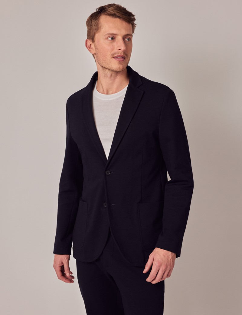 Navy Knitted Stretch Suit | Hawes & Curtis