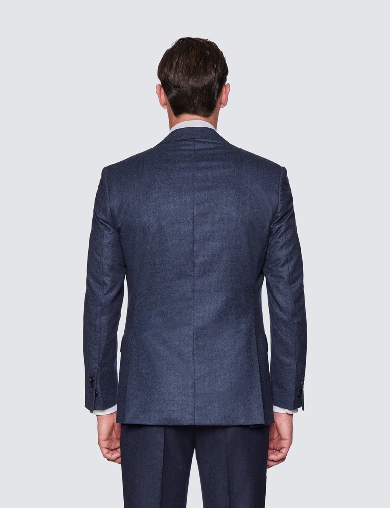 Men's Navy Check Slim Fit Flannel Suit Jacket - 1913 Collection