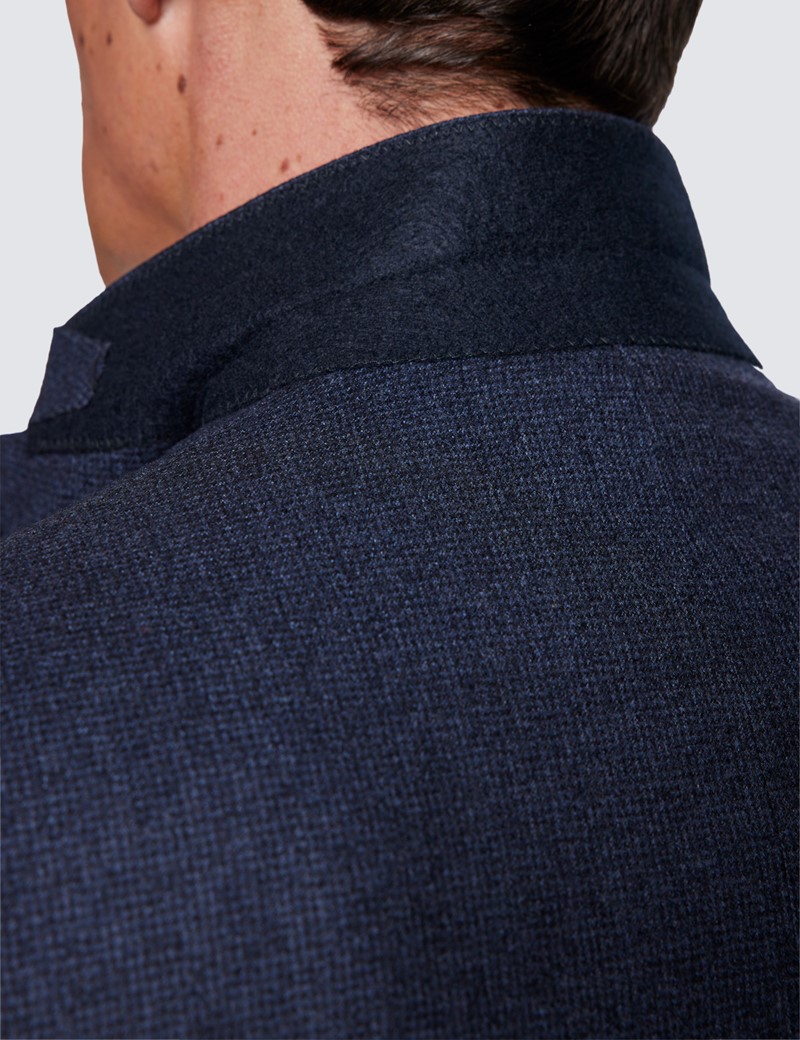 Men's Navy Check Slim Fit Flannel Suit Jacket - 1913 Collection