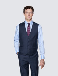 Men's Blue & Purple Prince Of Wales Check Tailored Fit Italian Suit - 1913 Collection