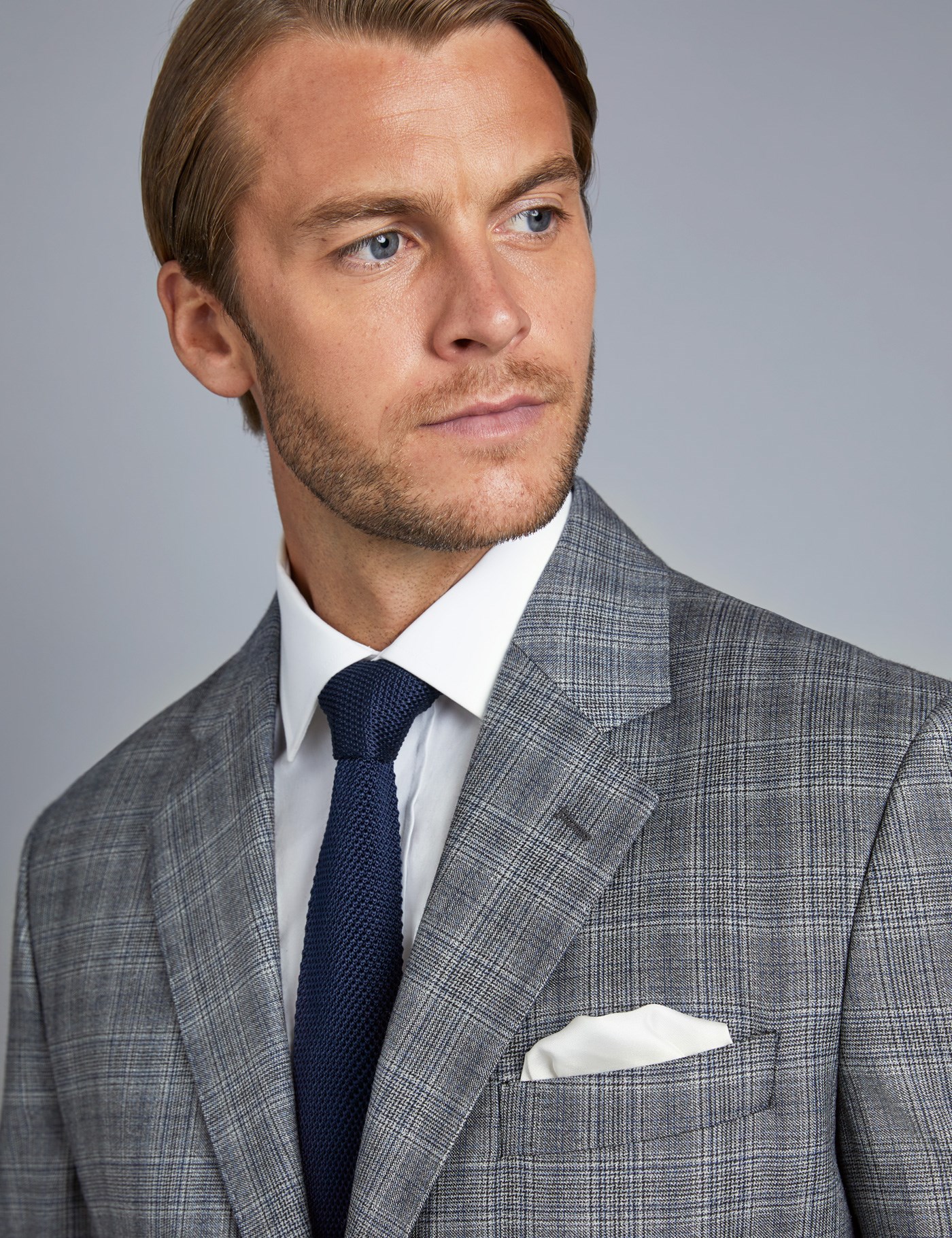 Men's Grey Check Tailored Fit Italian Suit – 1913 Collection | Hawes ...