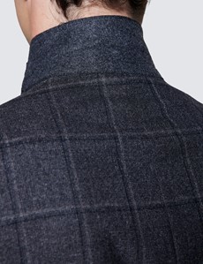 Men’s Dark Grey Windowpane Tailored Fit Check Italian Suit - 1913 Collection