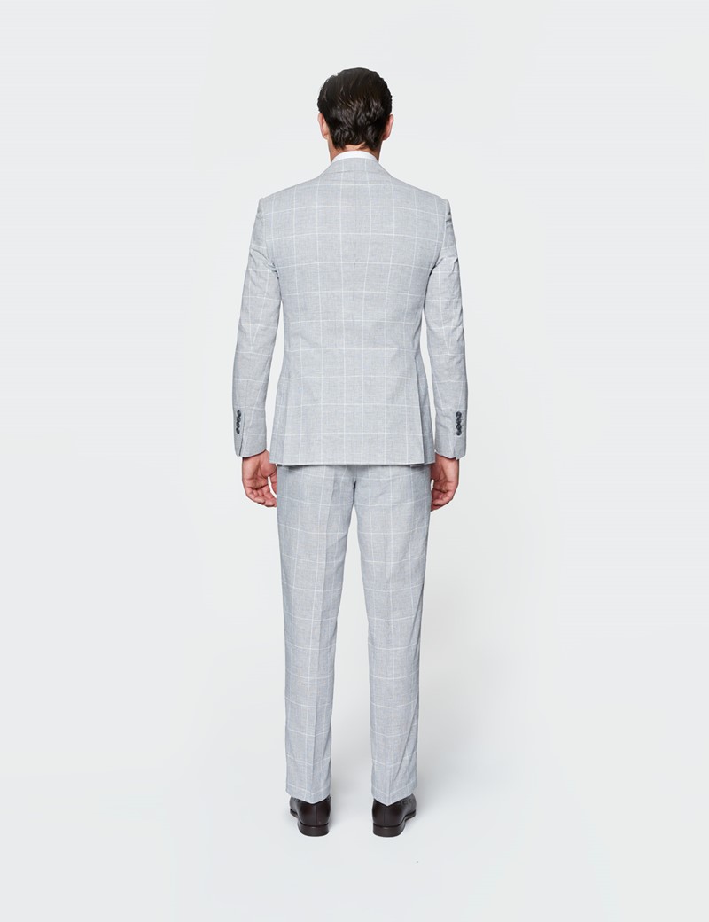 Men’s Grey Check Linen Cotton Slim Fit Suit