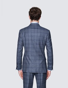 Men's Blue & Brown Prince Of Wales Check Tailored Fit Suit