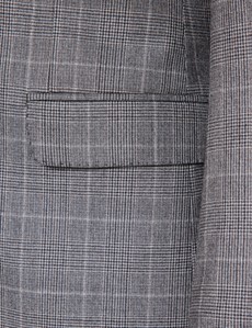 Men's Brown Prince Of Wales Check Tailored Fit Flannel Suit Jacket - 1913 Collection