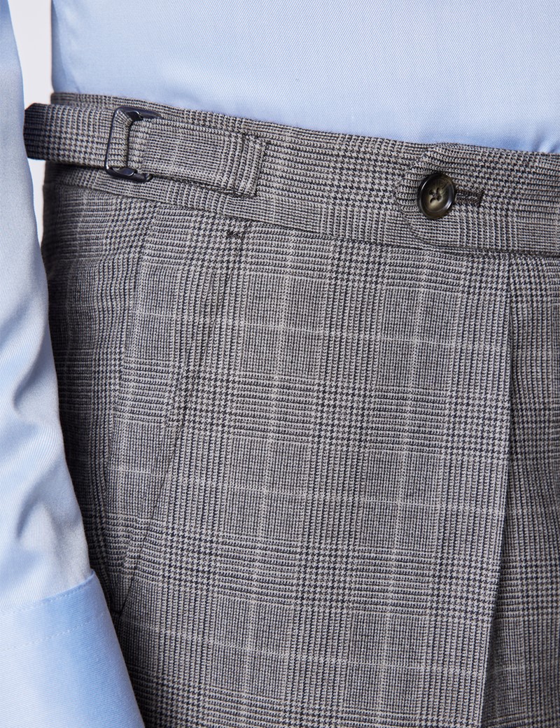 Men's Brown Prince Of Wales Check Tailored Fit Flannel Suit - 1913 Collection