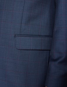 Men's Blue & Purple Windowpane Check Tailored Fit Suit Jacket - 1913 Collection