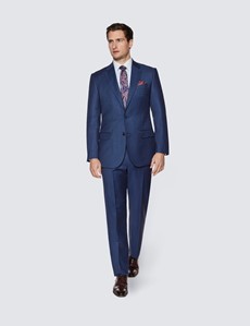 Men's Blue & Purple Windowpane Check Tailored Fit Suit - 1913 Collection