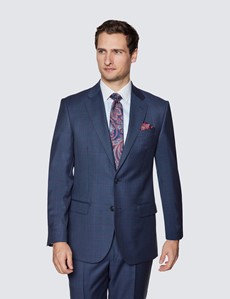 Men's Blue & Purple Windowpane Check Tailored Fit 3 Piece Suit - 1913 ...