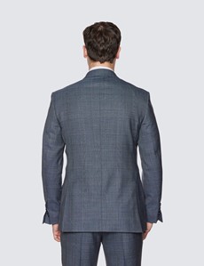 Men's Grey Prince Of Wales Check Tailored Fit Double Breasted Suit Jacket - 1913 Collection