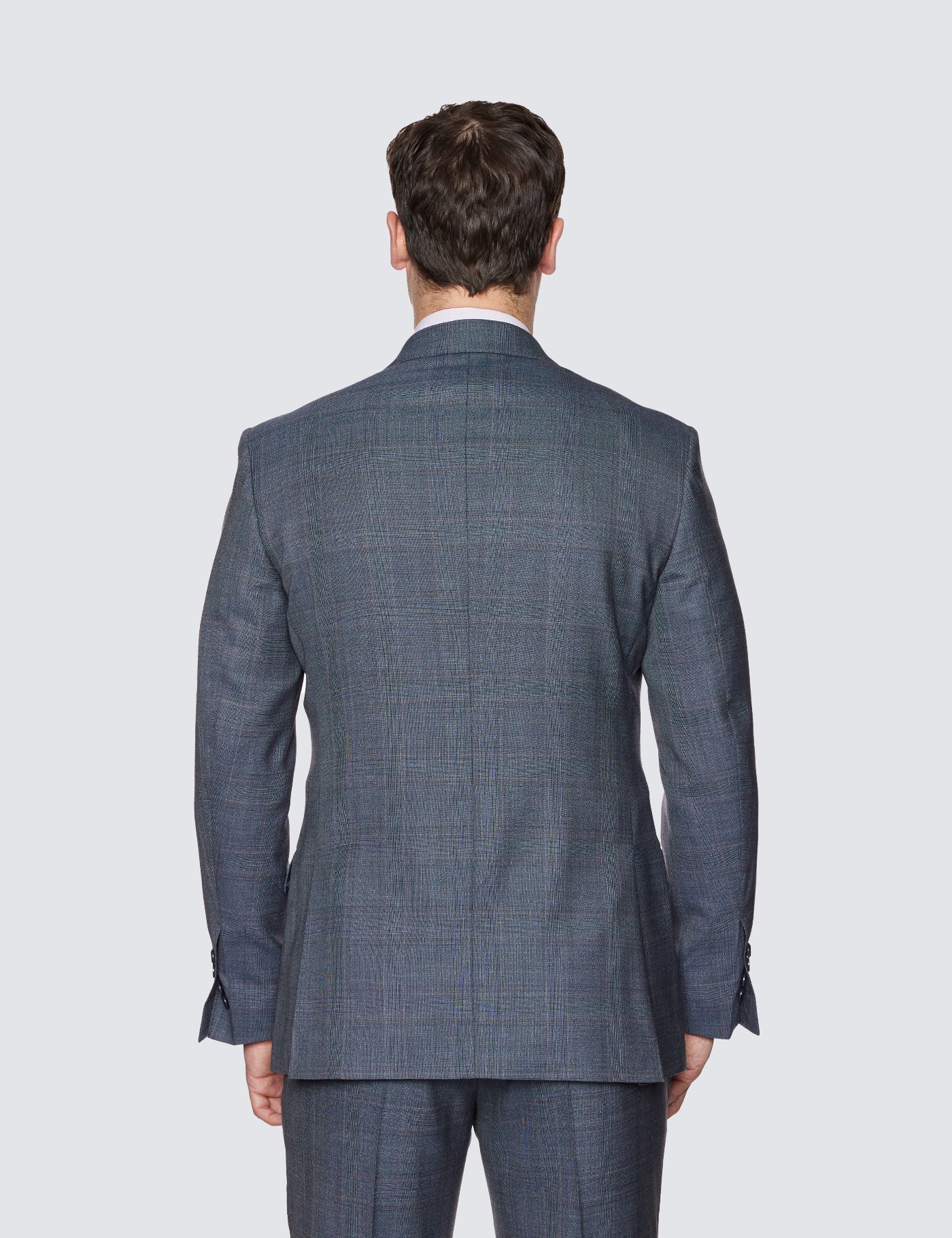 Men's Grey Prince Of Wales Check Tailored Fit Double Breasted Suit ...