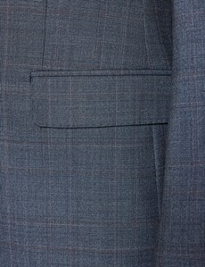 Men's Grey Prince Of Wales Check Tailored Fit Double Breasted Suit - 1913 Collection