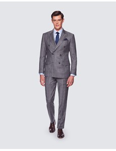 Men’s Grey & Brown Prince Of Wales Check Tailored Fit Italian Flannel ...