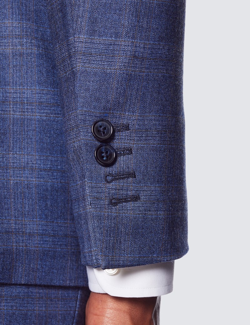 Anzugsakko Einreiher – 1913 Kollektion – 120s Wolle – Tailored Fit – blau braun Prince of Wales Karo