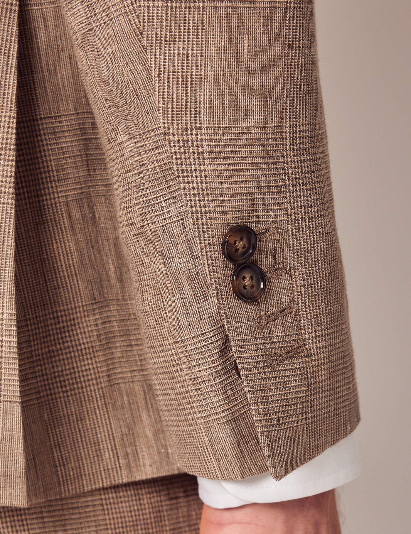 Brown Check Double Breasted 2 Piece Linen Tailored Suit Hawes And Curtis