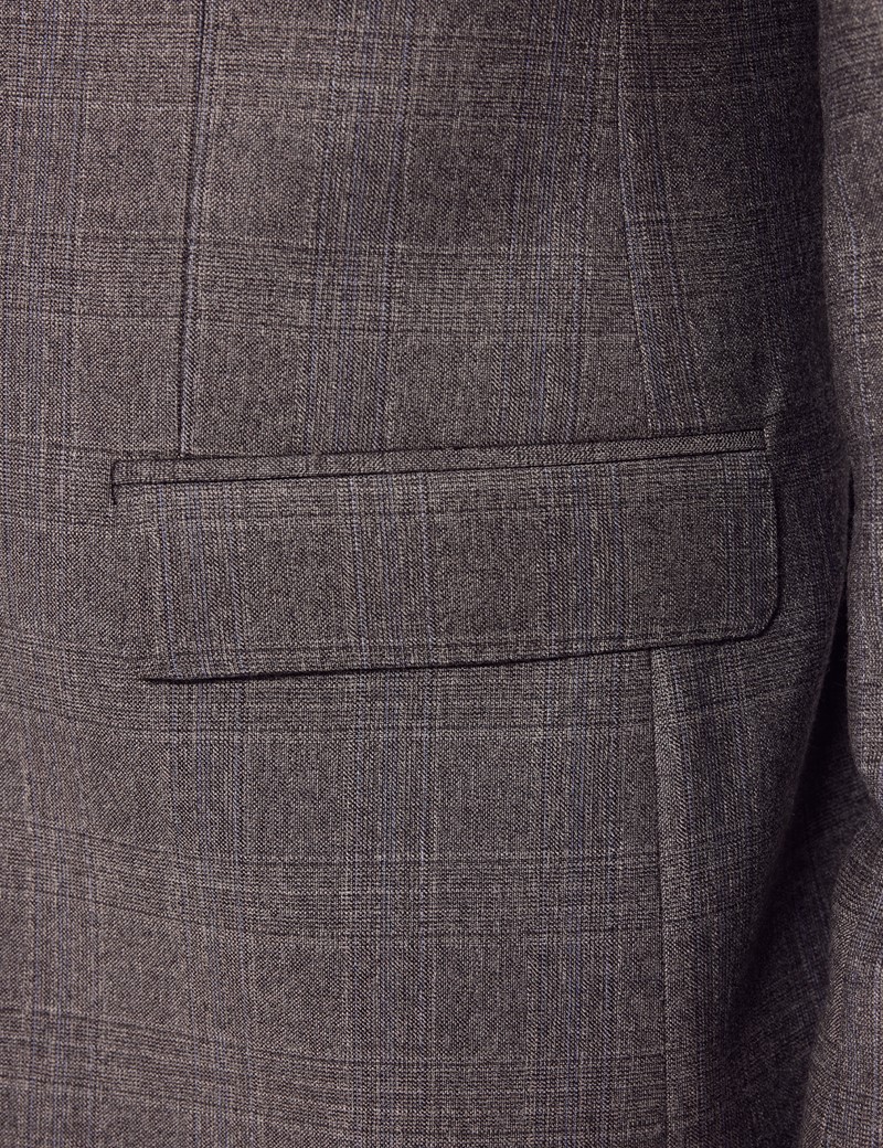 Men's Grey Prince Of Wales Check Tailored Fit Flannel Suit - 1913 ...