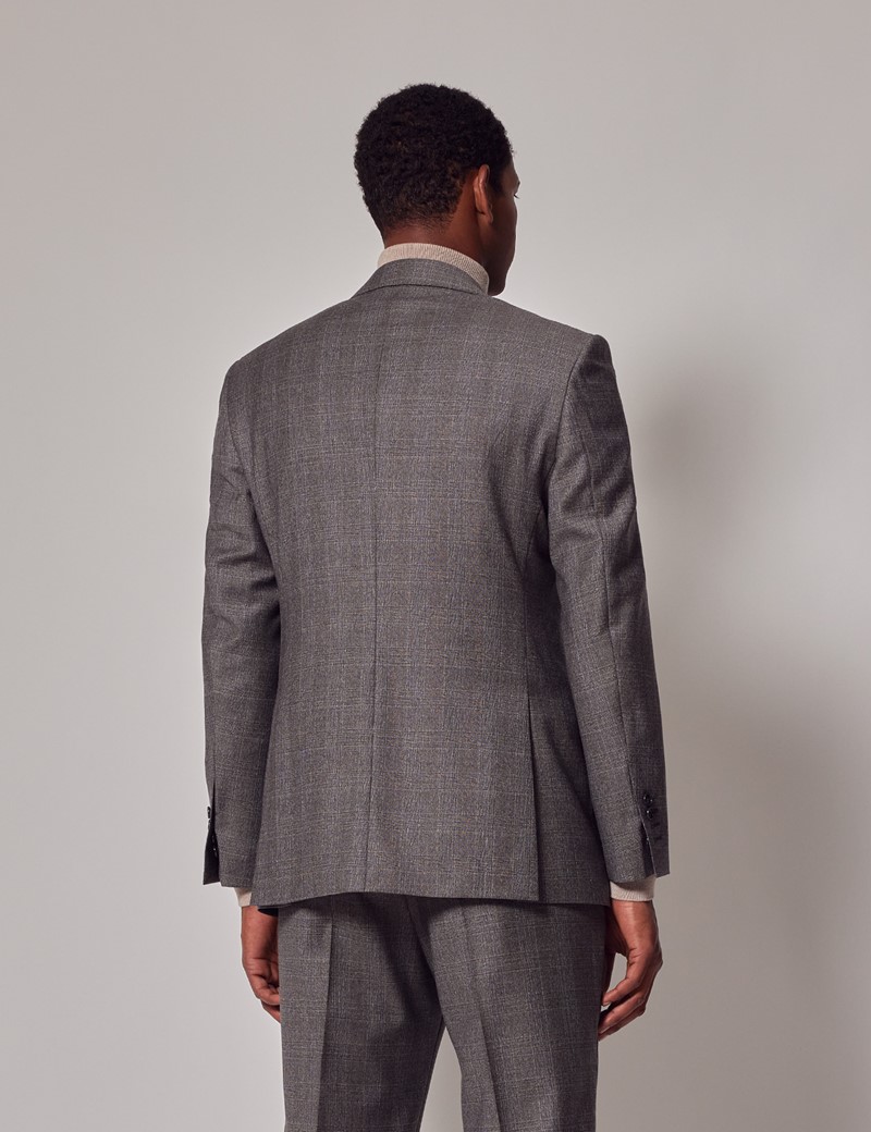 Men's Grey Prince Of Wales Plaid Tailored Fit Flannel Suit - 1913 Collection