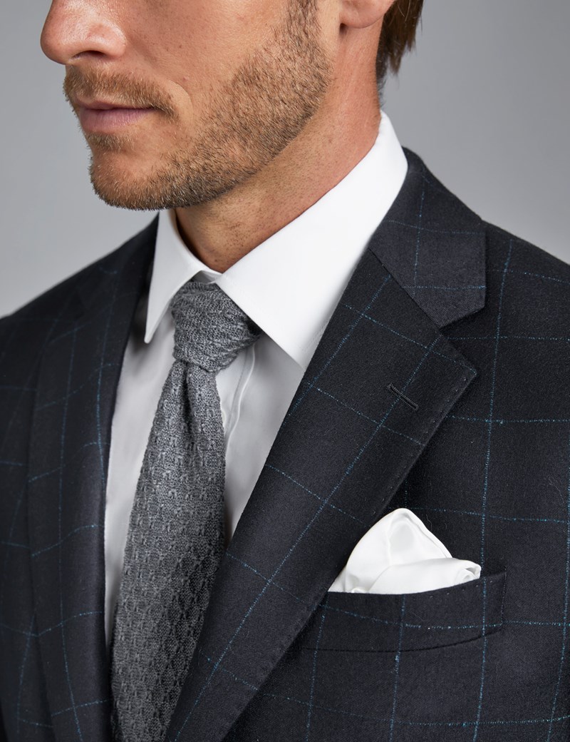 Men's Navy & Blue Check Tailored Fit Italian Suit Jacket ...