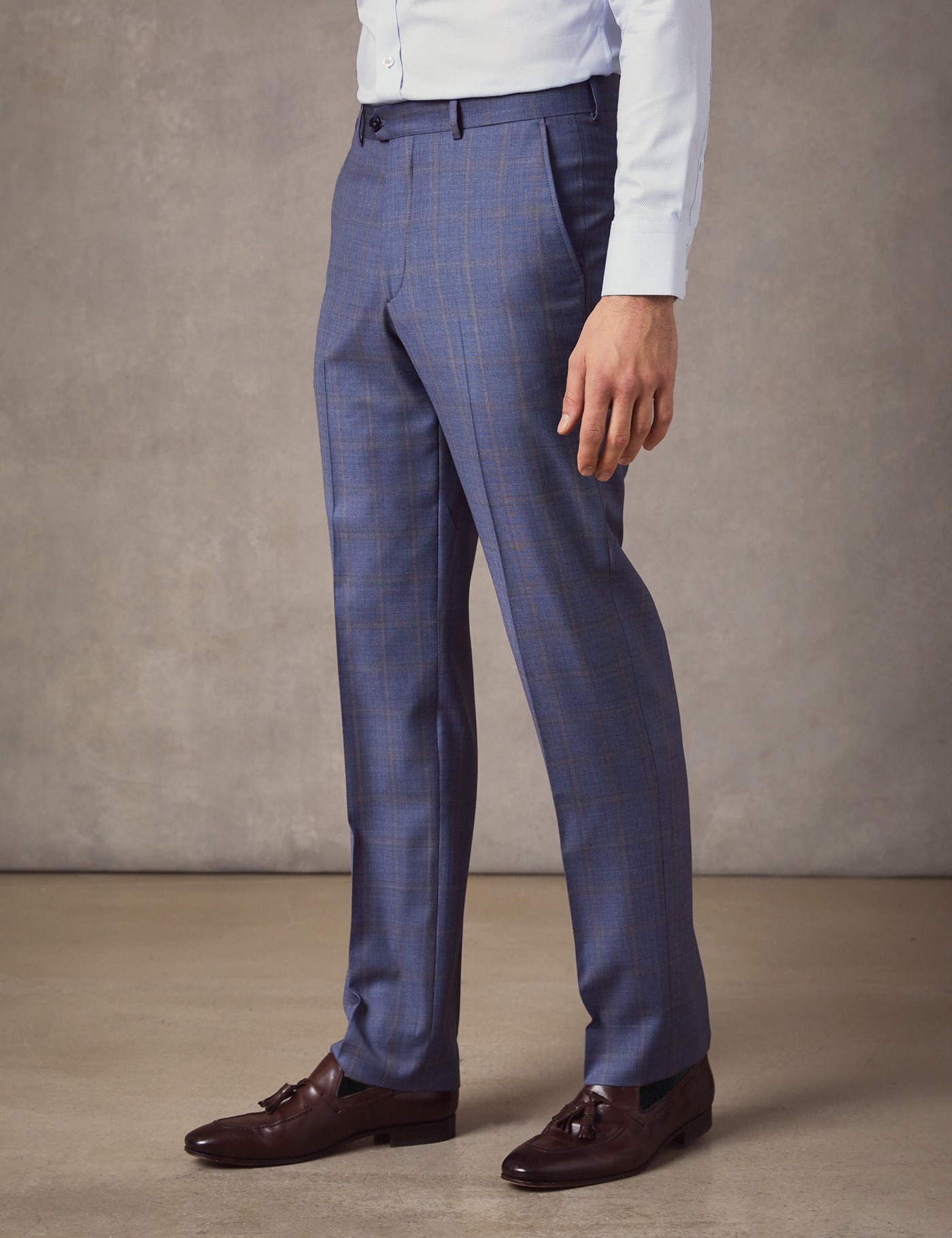 Men's Mid Blue Ombre Check Tailored Fit Italian Suit – 1913 Collection ...