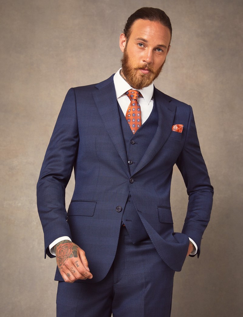 Hawes & Curtis Men's Navy Chalk Stripe Classic Fit Suit Jacket