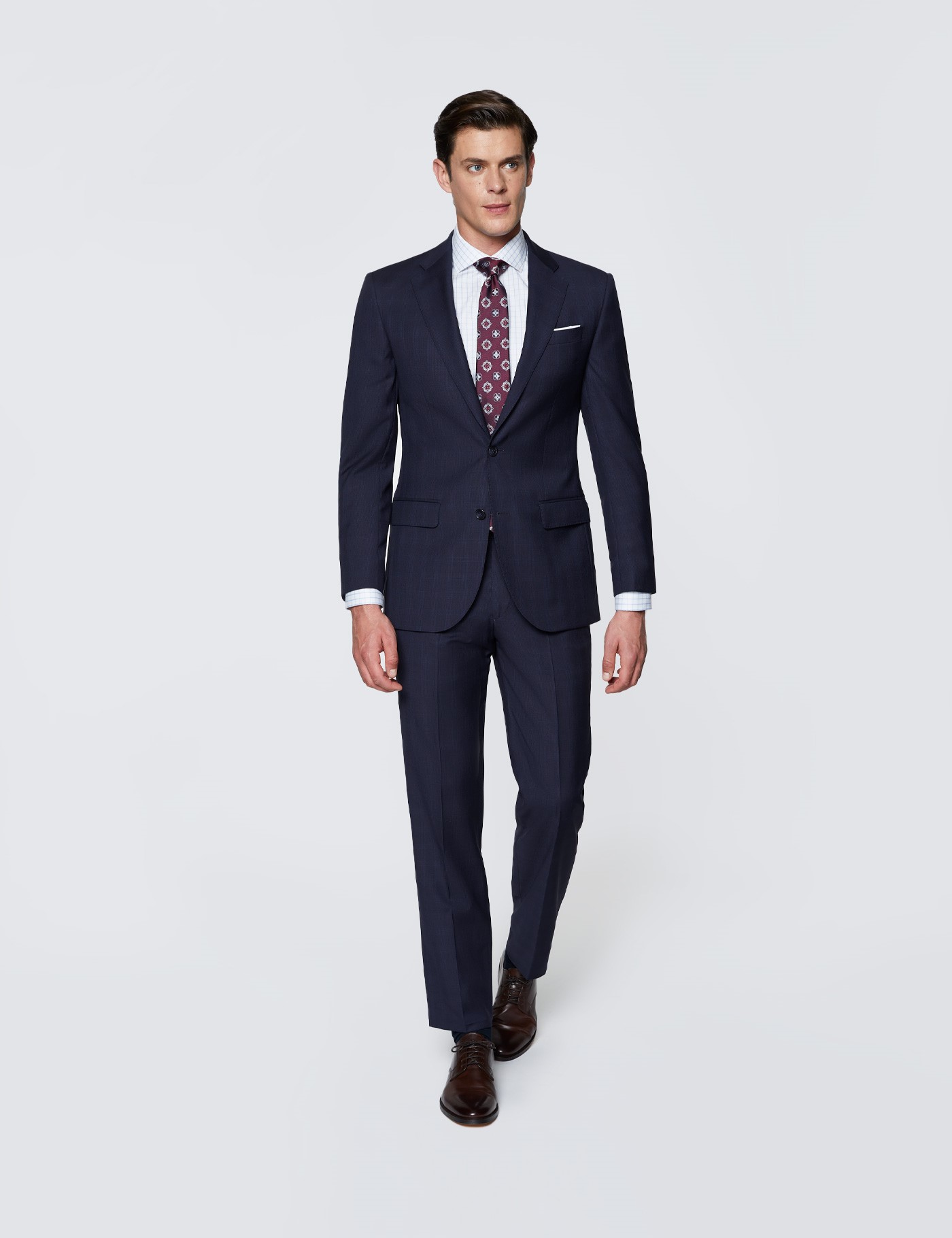 Men's Navy Tonal Check Tailored Fit Italian Suit - 1913 Collection ...