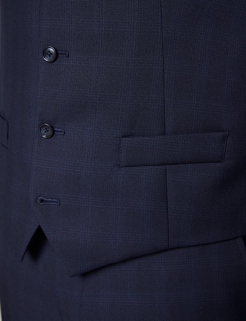 Men's Navy Tonal Plaid Tailored Fit Italian Suit - 1913 Collection
