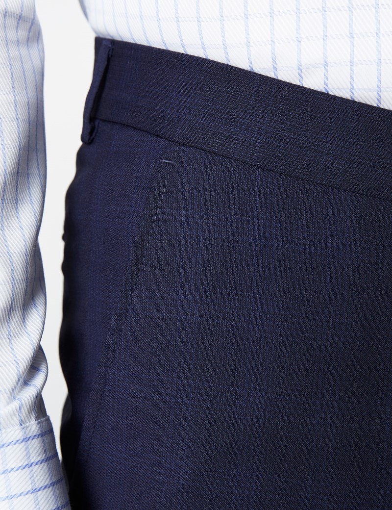 Men's Navy Tonal Check Tailored Fit Italian Suit - 1913 Collection