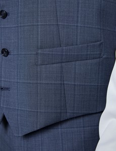 Men's Blue Tonal Plaid Tailored Fit Italian Suit - 1913 Collection