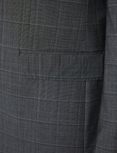 Men's Dark Gray Tonal Plaid Tailored Fit Italian Suit - 1913 Collection
