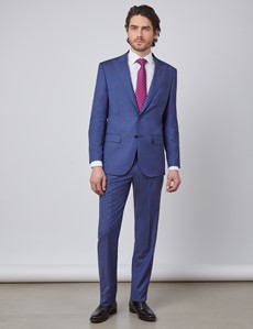 Men's Blue & Purple Grid Check Tailored Fit Italian Suit Jacket - 1913 Collection