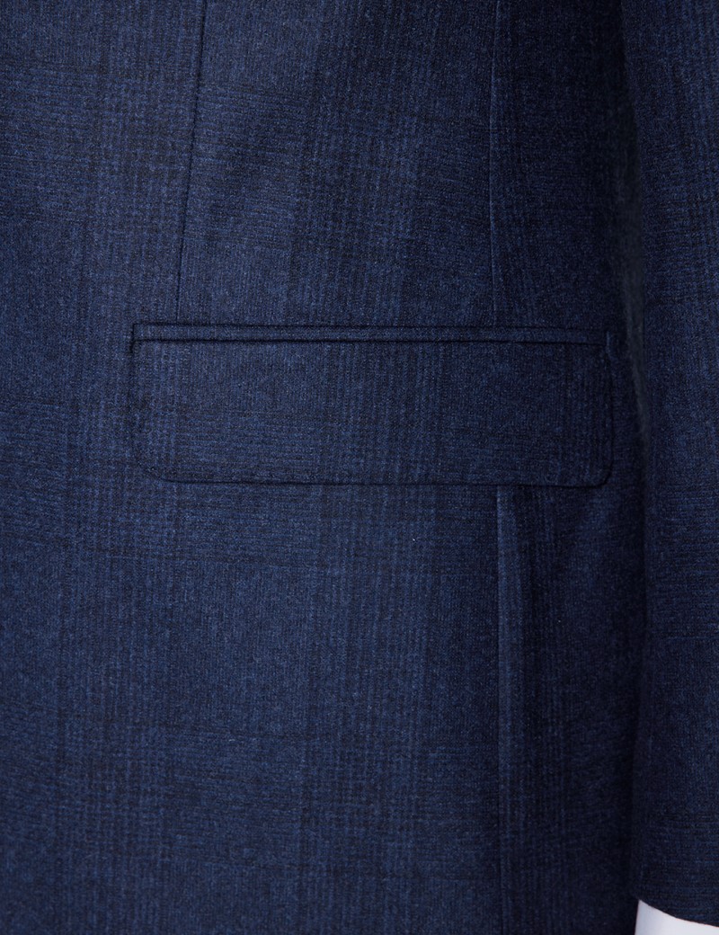 Anzug – 100s Wolle – Tailored Fit – 2-Knopf Einreiher – navy Prince of Wales Karo