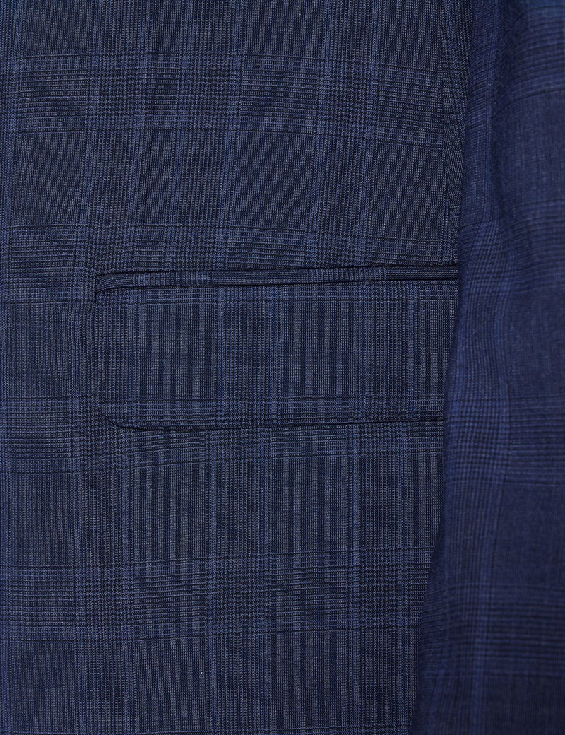 Men's Navy Prince of Wales Tonal Check Classic Fit Suit Jacket
