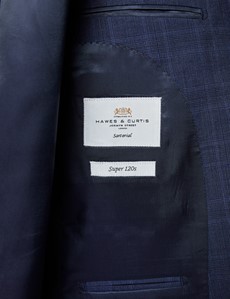 Zweiteiler Anzug – Classic Fit – 120s Wolle – 2-Knopf Einreiher – blau Prince Of Wales Karo