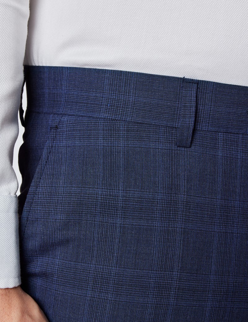 Zweiteiler Anzug – Slim Fit – 120s Wolle – 2-Knopf Einreiher – blau Prince Of Wales Karo