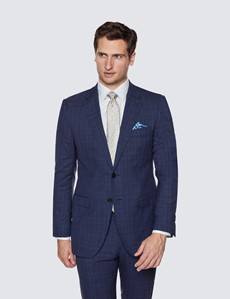 Zweiteiler Anzug – Slim Fit – 120s Wolle – 2-Knopf Einreiher – blau Prince Of Wales Karo