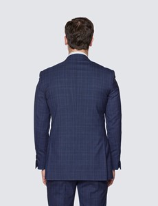 Men's Navy Prince of Wales Check Slim Fit Suit 
