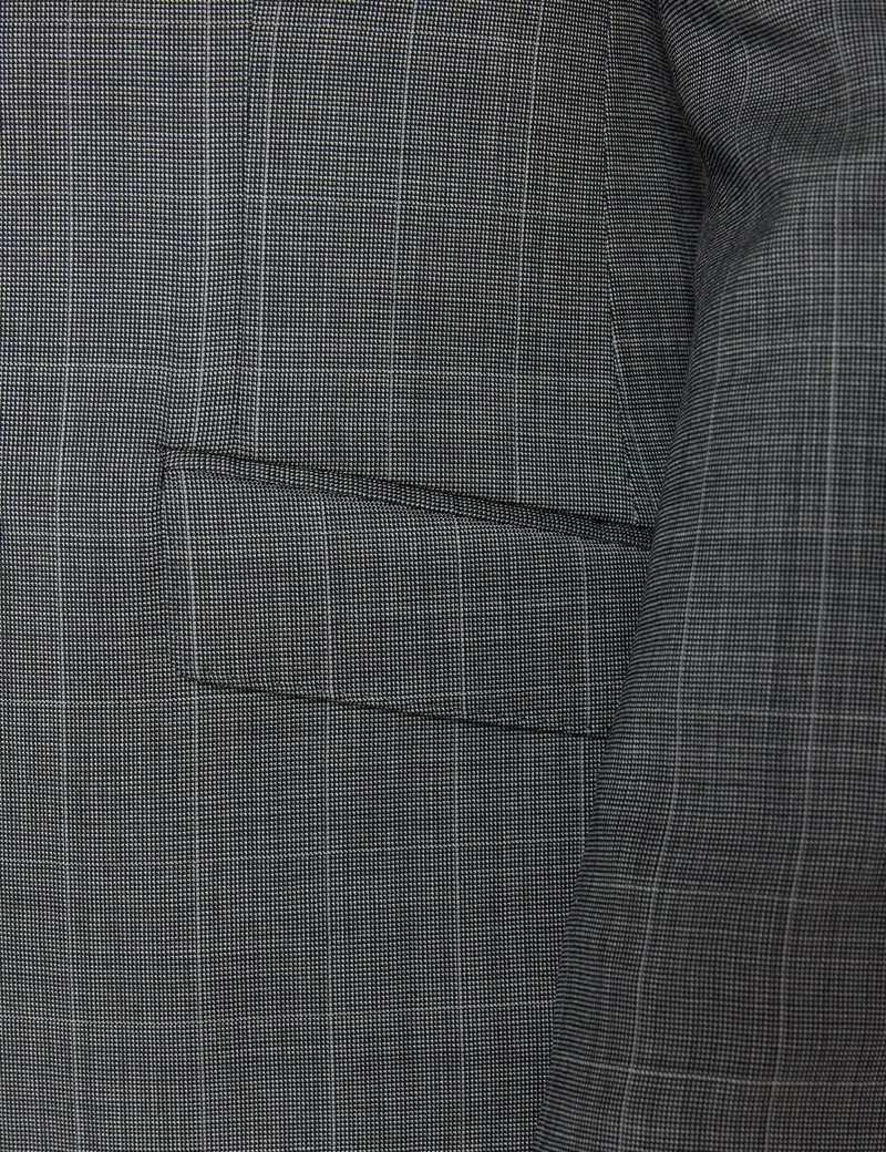 Men's Grey Tonal Check Double Breasted Slim Fit Suit Jacket