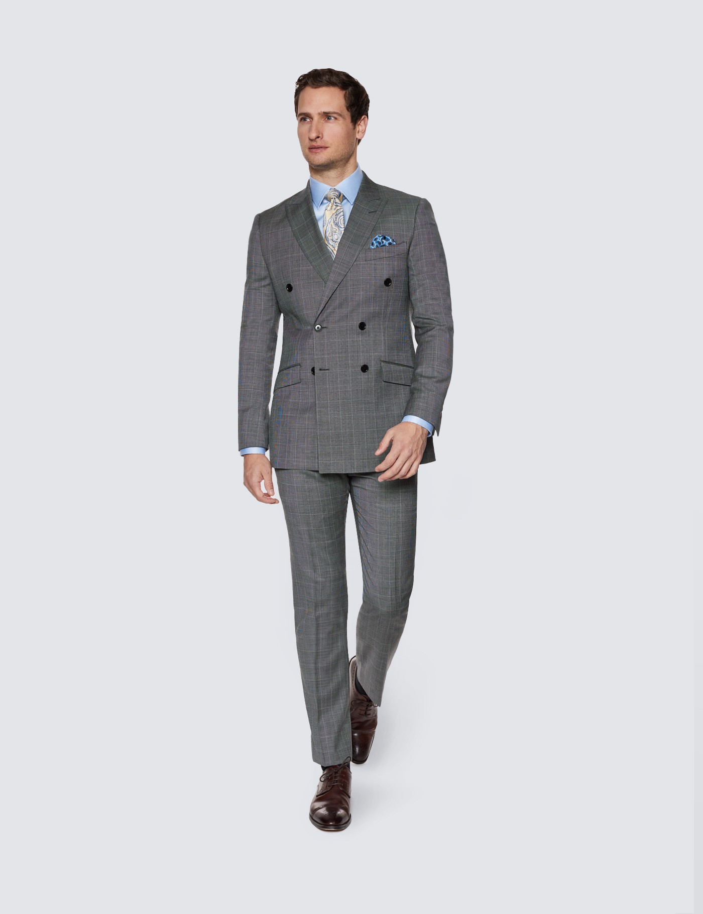 double breasted grey suit jacket